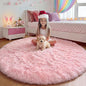 Light Pink Fluffy Round Rug 4ft by ONASAR