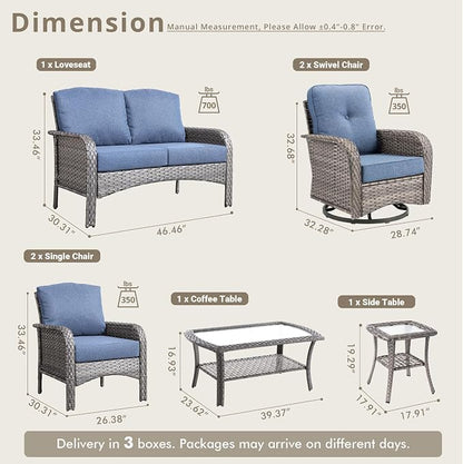 Weaxty 7 Pieces Patio Furniture Set, Wicker Outdoor Swivel Rocking Chairs - Image 2