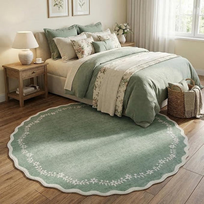 GarveeHome Round Rugs 6ft Scalloped Washable Circle Rug - Image 3
