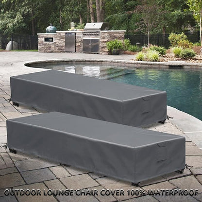 Waterproof Patio Lounge Chair Cover 1 Pack Outdoor Chaise Lounge Covers 600D - Image 3