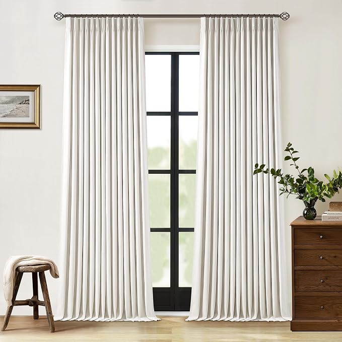 Natural Linen Pinch Pleated Full Blackout Curtains 94 Inch Long 2 Panels | by Twodrapes