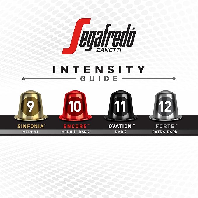 Segafredo Zanetti Espresso Capsules – Aluminum Pods for Nespresso Original Machines – Dark Roast Premium Espresso with a Full-Bodied Aroma – Strong, Intensity 11 – Ovation, 10 Count (Pack of 4)