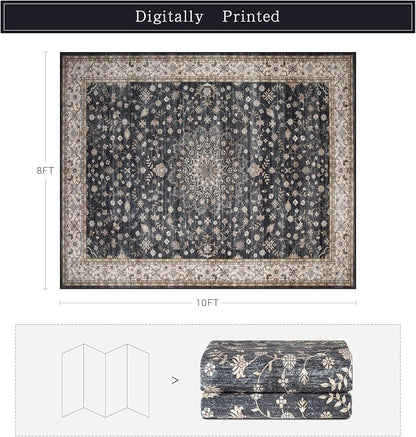 8x10 Washable Area Rugs for Living Room, Dining Room- Classic Black | - Image 2