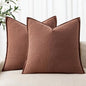 MIULEE Decorative Linen Pillow Covers 18x18 Inch Rust Red | Boho Farmhouse​ by MIULEE