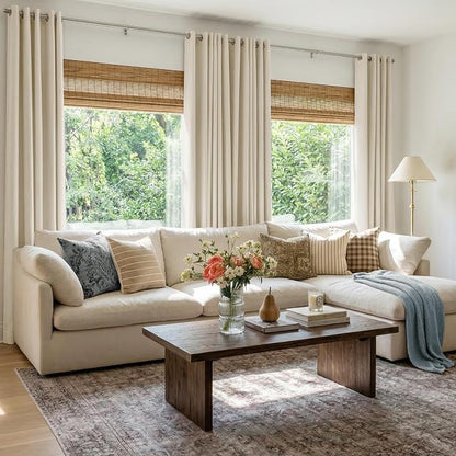 100% Blackout Linen Textured Curtains 84 Inch Long, Butter Cream | 100% - Image 5