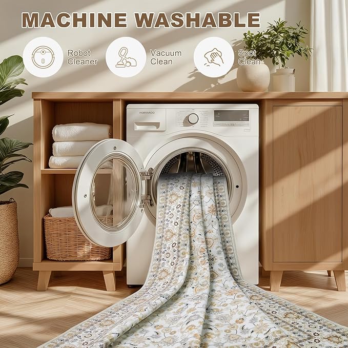 6x9 Area Rugs Living Room: Washable Vintage Rug - Image 8
