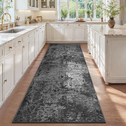 3x10 Black Rug Runners for Hallways Kitchen Runner Rug Non Slip Washable Black - Image 3