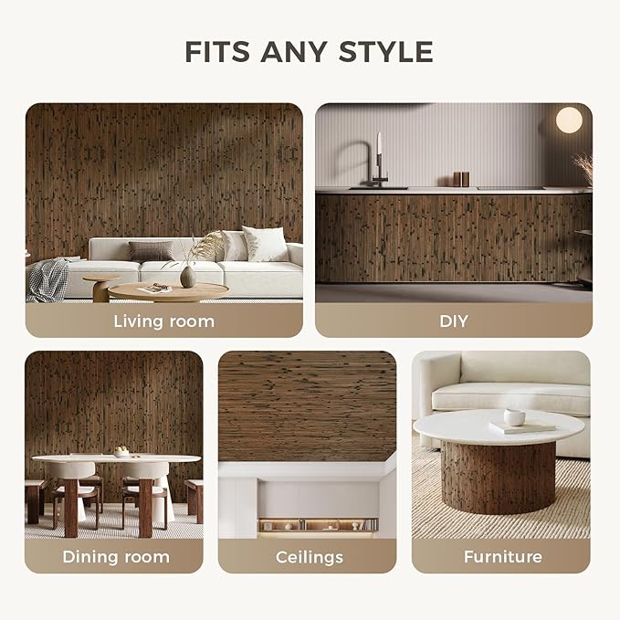 OUZUGIE 1 Pack 96x48 Inch Natural Bamboo Wall Panel – Brown Burned Pole Wrap - Image 4