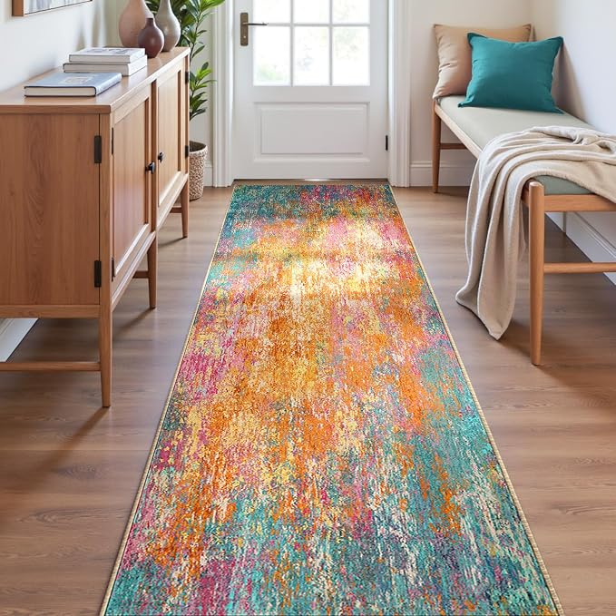 RELEANY Washable Runner 2'x6' Abstract Area Rug - Image 4