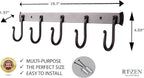 RTZEN Wall Mount Hook Set - Wrought Iron Decorative Rustic Metal Coat Hooks for Hanging - Handcrafted Classic Farmhouse Wall Mounted Black Hooks for Towel Robe or Hat Hanging - 5 Hook Rack