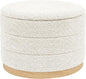 Round Storage Ottoman with Tray Lid, Folding Chenille Fabric Footrest with by ZOLANOful