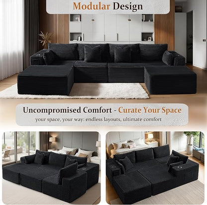 138" Cloud Sectional Couch, Comfort U Shaped Boneless Couch - Image 6
