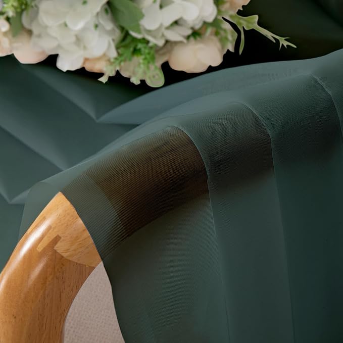 Green Sheer Curtain 96 Inches Long 2 Panels Set - Image 3