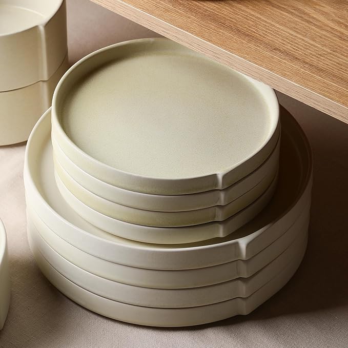 Stone Lain Bao 4-Piece Salad Plate Set Stoneware, Beige