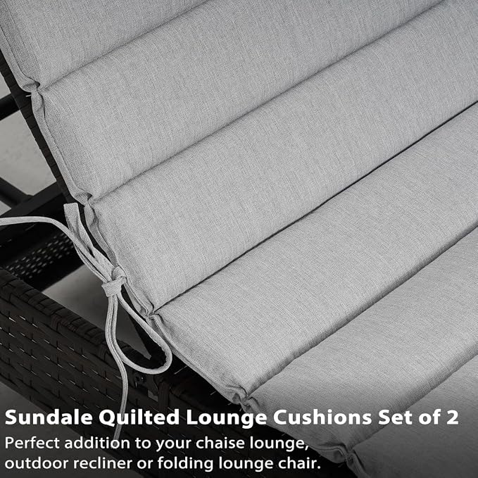 Sundale Outdoor Olefin Quilted Lounge Cushion Set of 2, Patio Foldable Chaise - Image 4