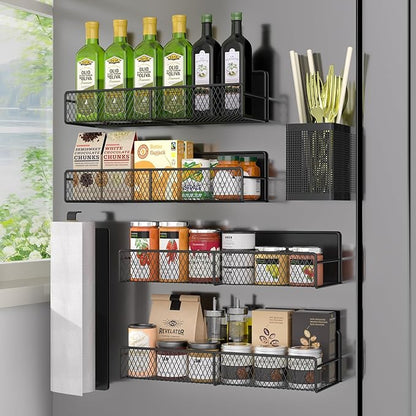 Magnetic Spice Rack for Refrigerator, 6 Pack 100% Metal Strong Magnet Shelf by DTUQYX