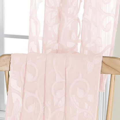 Furman Blush Pink Sheer Curtains 36 inch Length 2 Panels Set - Image 7