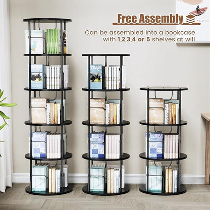 ALLSTAND Rotating Bookshelf, 4 Tier Spinning Bookshelf Tower, 360° Display - Image 5