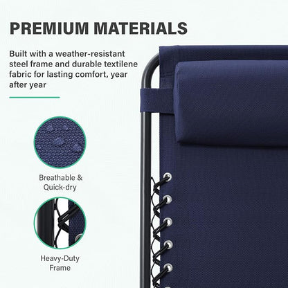 JEAREY Zero Gravity Lounge Chairs Set of 2, Breathable Steel Mesh Lounge Chairs - Image 4