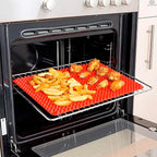 Silicone Baking Mat - 16x11.5" Non Stick Silicone Cooking Mat Fat Filtering Red Pyramid Design, for Roasting, BBQ & Pastry Making - Oven and Microwave Bacon Cooker Food Grade, Flexible & Easy-to-Clean