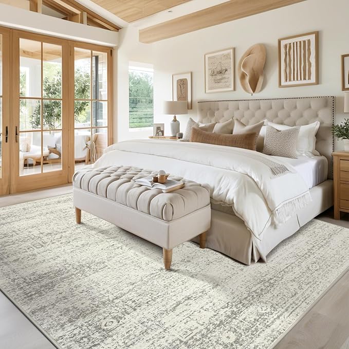 Washable Rugs 9x12 Area Rug for Living Room, Dining Room-Beige Green | Ultra - Image 7