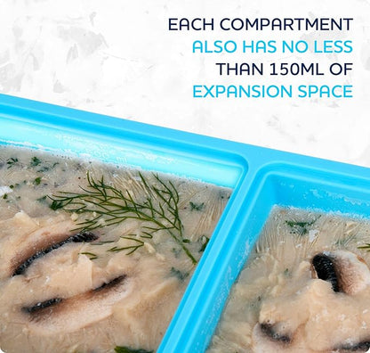 Silicone Freezer Trays with Lid,2-cup Soup Freezer Container large Ice Cube Molds with Reinforced Steel Ring Top for freezing Soup Sauce Broth Leftovers oven Dishwasher -Safe (red)