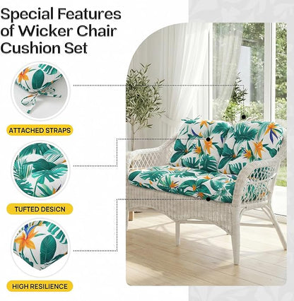 1 MIDDLE ONE Wicker Chair Cushions 3 Pieces Set - Image 5