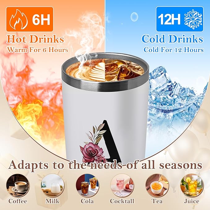 20 Oz Insulated Coffee Cup with Lid Car Tumbler Travel Mug Women Wife Girl Birthday Wedding Anniversary Her Unique Gift Over 15 16 18 19 20 21 25 30 40 50 55 60 65 70 Year Old Meaningful Custom Gifts