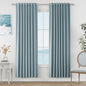 Blue 100% Blackout Linen Curtains 80 Inch Length 2 Panels Set by Guken