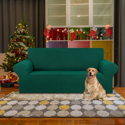 Stretch Loveseat Couch Cover, 2 Cushion Couch Slipcover, Hunter | 1-Piece - Image 2