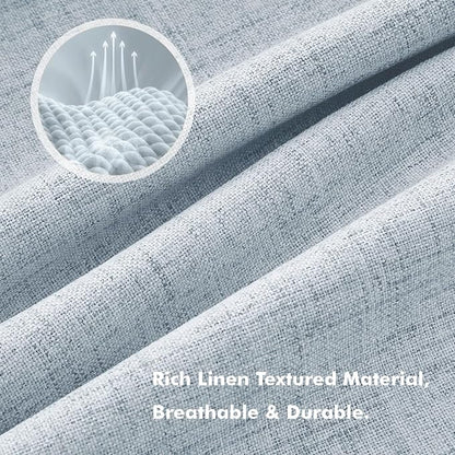 MIULEE 100% Blackout Linen Curtains 42 x 90 Inch Chambray Blue 2 Panels | - Image 3