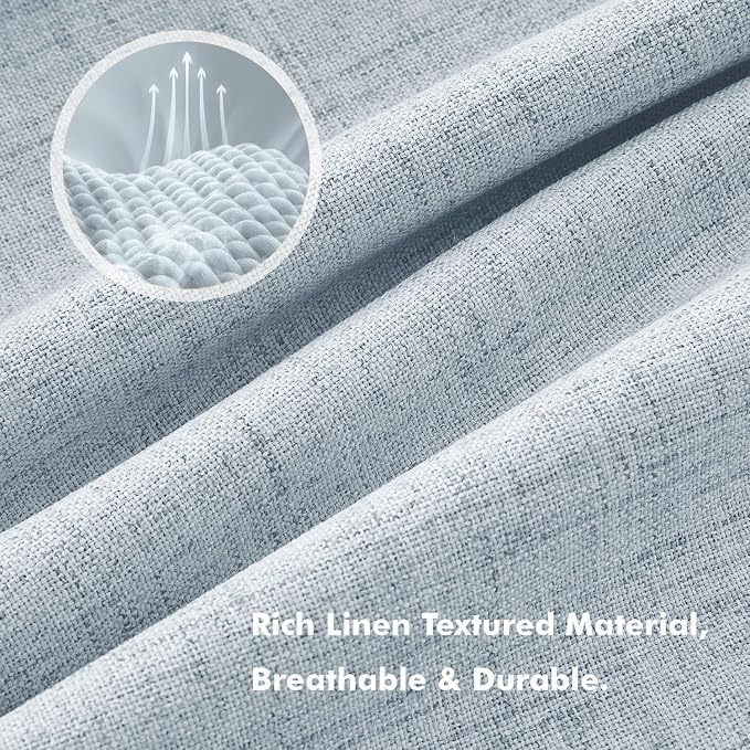 MIULEE 100% Blackout Linen Curtains 42 x 72 Inch Chambray Blue 2 Panels | - Image 3