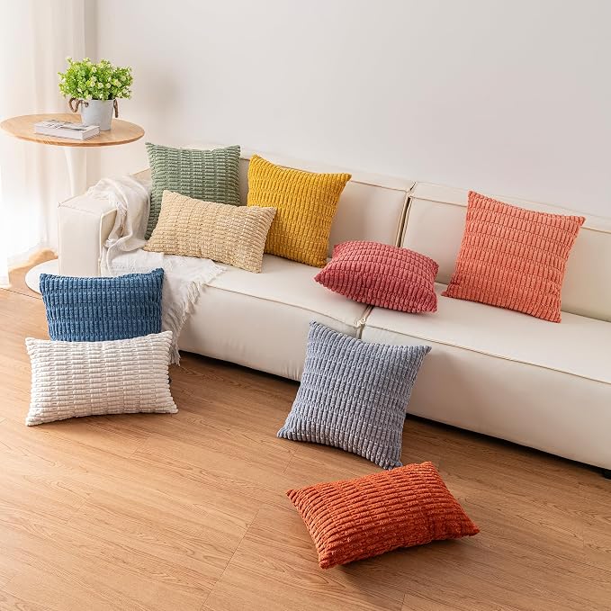 Aegero Pack of 2 Corduroy Decorative Throw Pillow Covers 18x18 Inch - Image 7