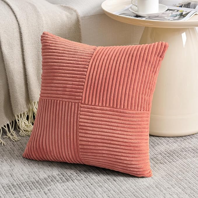 Fancy Homi 2 Packs Coral Decorative Throw Pillow Covers 16x16 Inch - Image 2