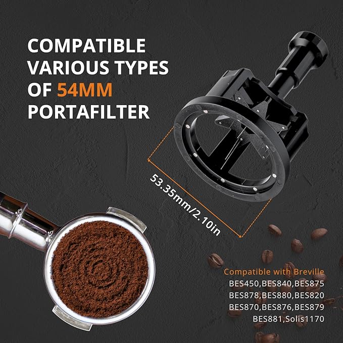 WDT Tool Espresso 53mm, 9 Needle Espresso Stirrer Distribution Tool for Barista, Adjustable Depth Espresso Needle Distributor with Magnetic Base (53mm)