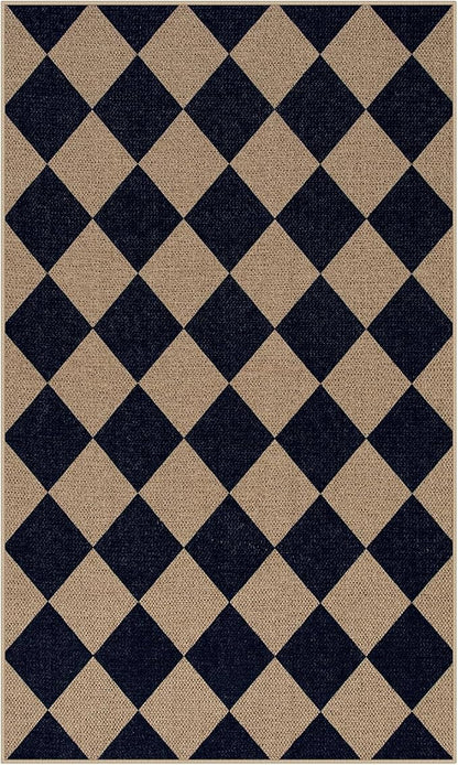 Lahome Colette Checkered Easy Jute Entry Rug, 3x5 Black Outdoor Patio Rug - Image 9