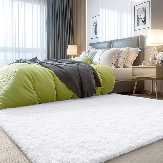 OLANLY 4x4 Machine Washable Accent Rug, Soft Fluffy Shaggy Area Rug - Image 7