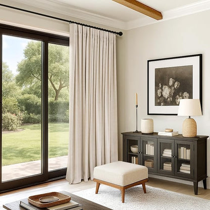 INOVADAY Linen Textured 100% Blackout Sliding Door Curtains 102x84 Oatmeal | 1 - Image 7