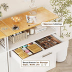 Vongrasig Sideboard Buffet Cabinet with Storage, 32” Modern Kitchen Storage Cabinet with Open Storage, Adjustable Shelf, Wood Farmhouse Coffee Bar Buffet Table for Kitchen, Dining Room, White