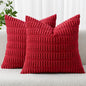 MIULEE Corduroy Decorative Throw Pillow Covers 18x18 Red Pack of 2 | Soft Boho by MIULEE