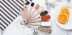Measuring Cups and Spoons Set, Copper Measuring Cups and Spoons Set 17, Stainless Steel Measuring Cups and Spoons set, Metal 7 Measuring Cups and 9 Measuring Spoons with 1 Leveler for Kitchen