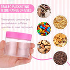 Patelai 4 Pieces Round Wide-mouth Leak Proof Plastic Container Jars with Lids for Travel Storage Makeup Beauty Products Face Creams Oils Salves Ointments DIY Making(6 Ounce,Pink)