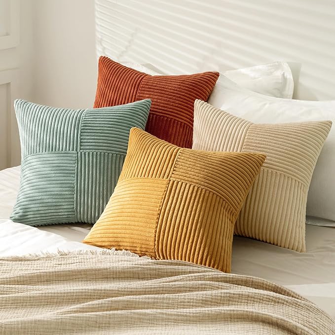 MIULEE Fall Teal-Orange Decorative Throw Pillow Covers 24x24 Inch Set of 4 Boho - Image 3