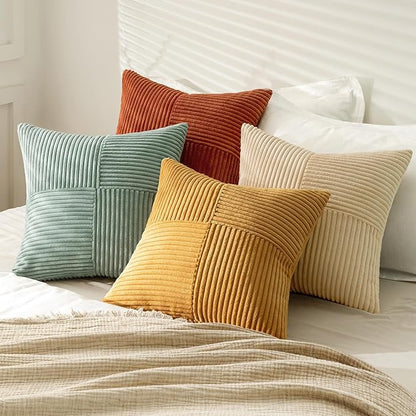 MIULEE Fall Teal-Orange Decorative Throw Pillow Covers 24x24 Inch Set of 4 Boho - Image 3