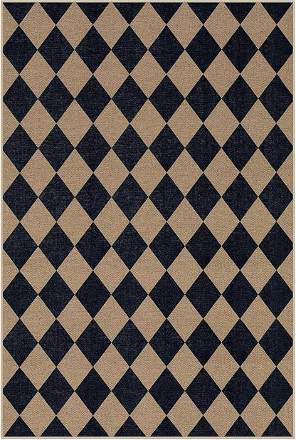 Lahome Checkered Easy Jute 6x9 Area Rugs, Outdoor Patio Rug Washable | - Image 9