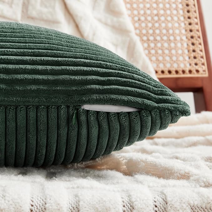 Fancy Homi Set of 2 Dark Green Samll Decorative Throw Pillow Covers 12x12 Inch - Image 3