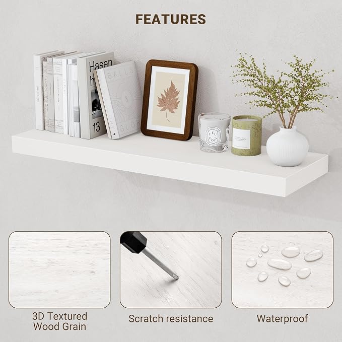 Acovy 36 Inch Floating Shelves, Wooden Shelves - Image 5