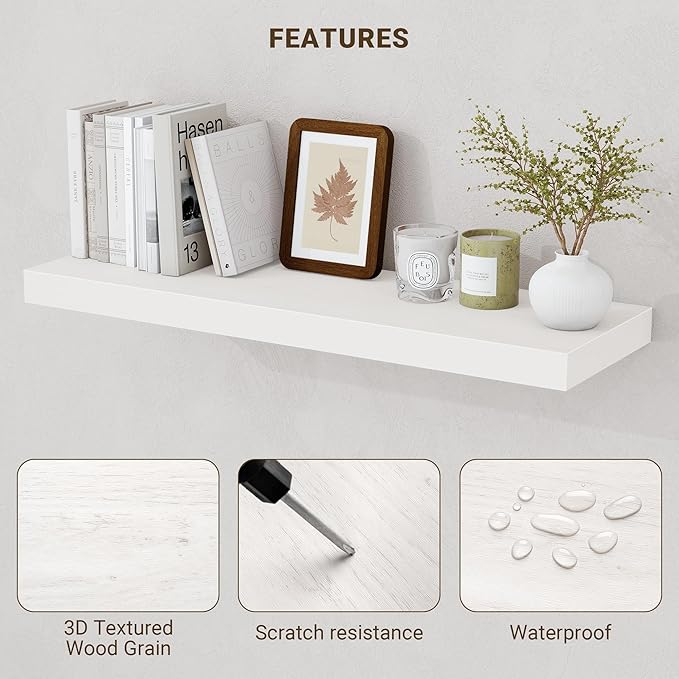 Acovy 16 Inch Floating Shelves, Wooden Shelves - Image 5