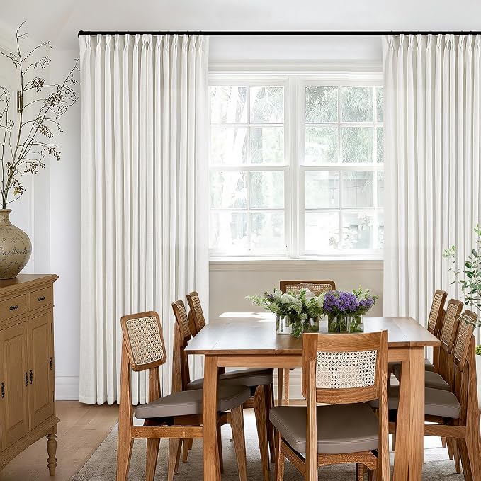 Thick Linen Semi Sheer Curtains 90 Inches Long Beige Off White | 400GSM Linen - Image 6
