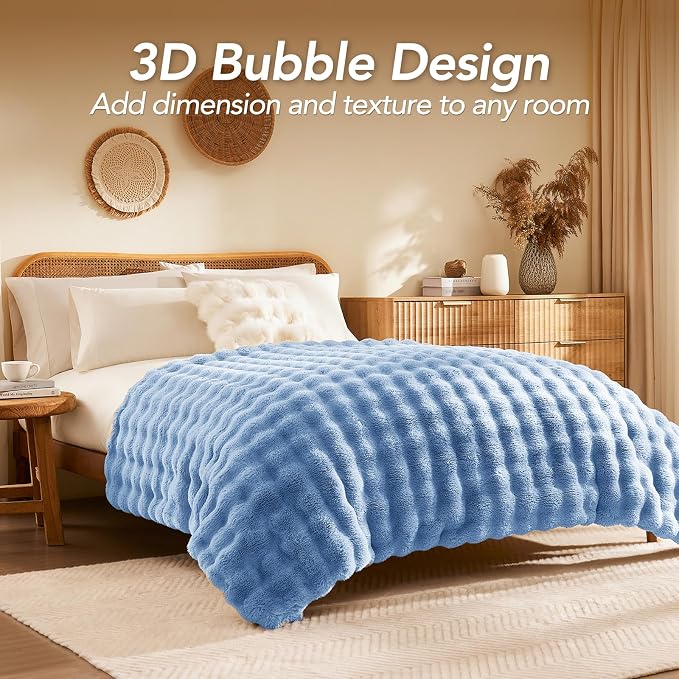 L'AGRATY Faux Rabbit Fur Throw Blanket - Image 6